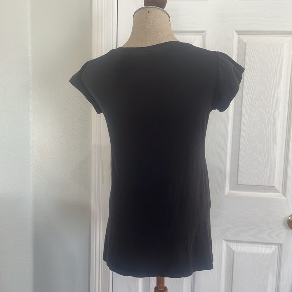 Active Basic Short Sleeve V-Neck Black Cotton Spa… - image 4